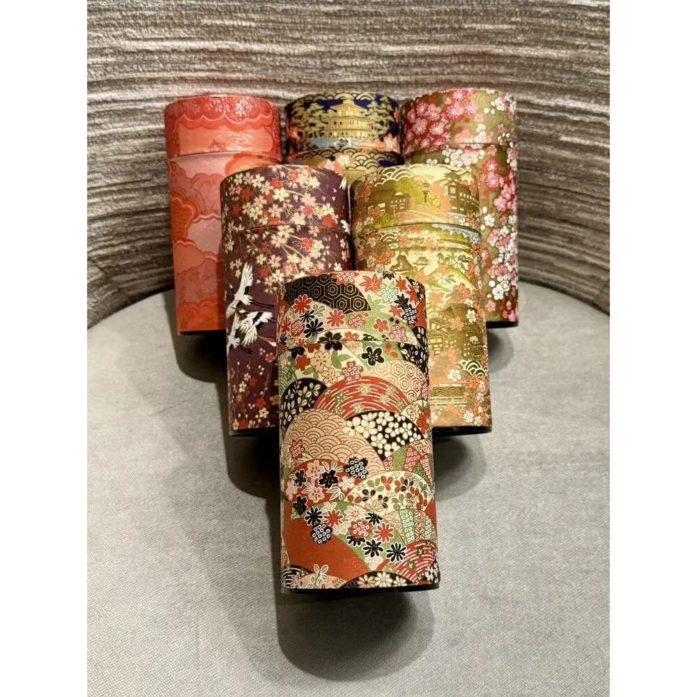 Vintage Japanese Tea Canisters Washi Paper Wrapped Teavana Coffee Storage Bundle